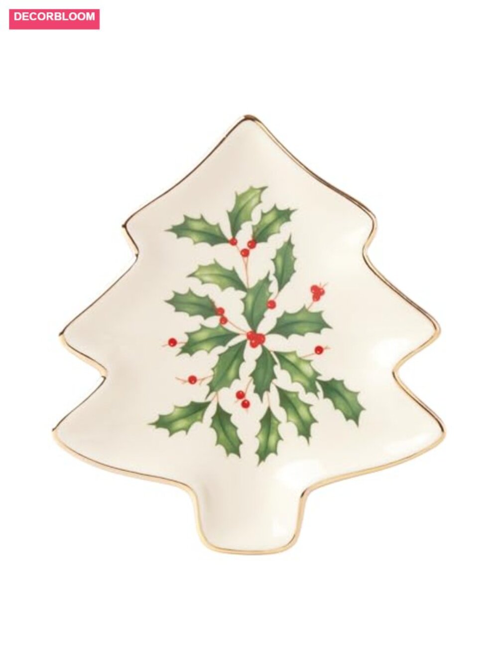 Porcelain Christmas Tree Plate 5.75" Gold Accent Dessert Plate Holiday